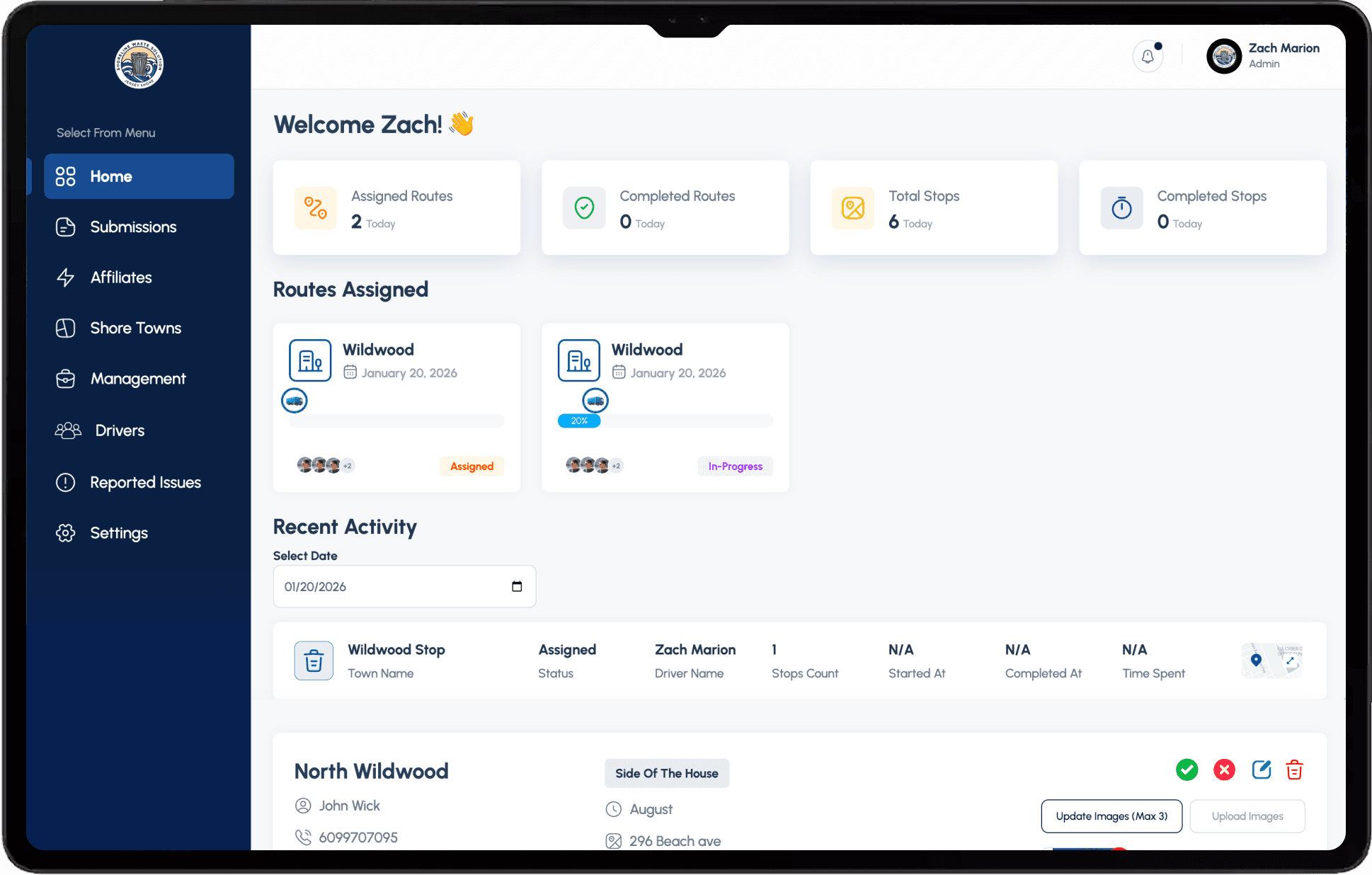 Dashboard mockup (front view)